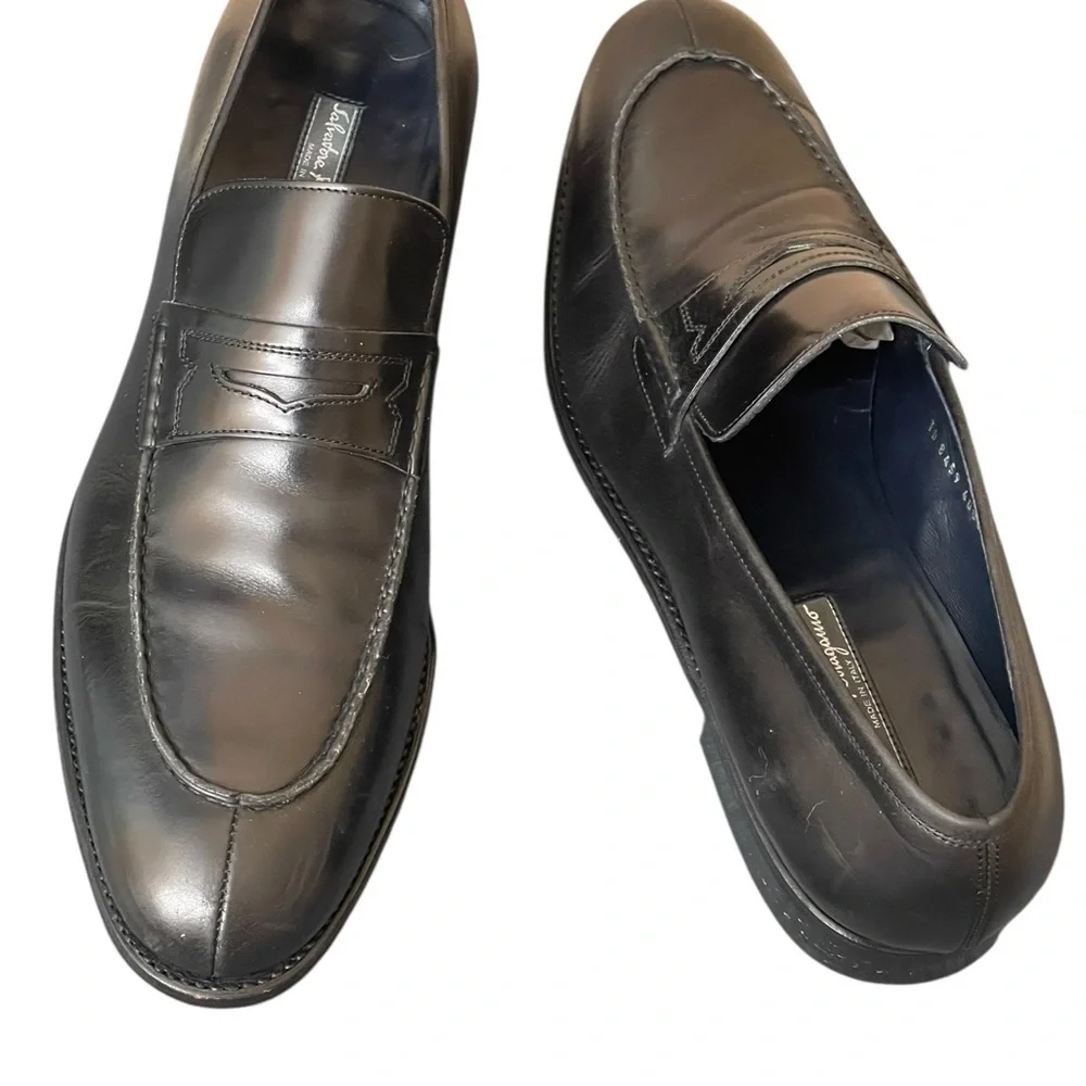 Salvatore Ferragamo Tramezza Black Leather Loafers Classic Slip-On Design SZ 13D Tramezza penny loafer - Men | Ferragamo main image 3